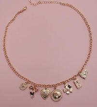 Load image into Gallery viewer, Charm necklace – bow love flower heart
