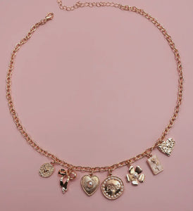 Charm necklace – bow love flower heart