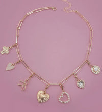 Load image into Gallery viewer, Bow Heart multi charm necklace
