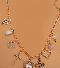 Load image into Gallery viewer, Charm necklace – clover cross porcelain flower
