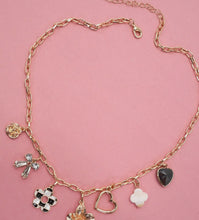Load image into Gallery viewer, Bow flower heart charm necklace
