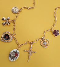 Load image into Gallery viewer, Charm necklace – heart porcelain flower bow cross
