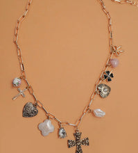 Load image into Gallery viewer, Charm necklace – clover cross heart bow porcelain
