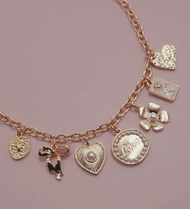 Charm necklace – bow love flower heart