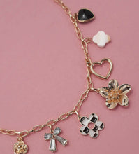 Load image into Gallery viewer, Bow flower heart charm necklace
