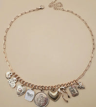 Load image into Gallery viewer, Charm necklace – custard bow heart pearl link
