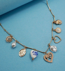 Necklace – ceramic porcelain heart pearl
