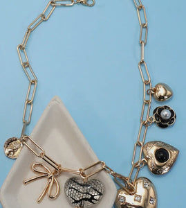 Necklace – lace heart, flower, locket, charms